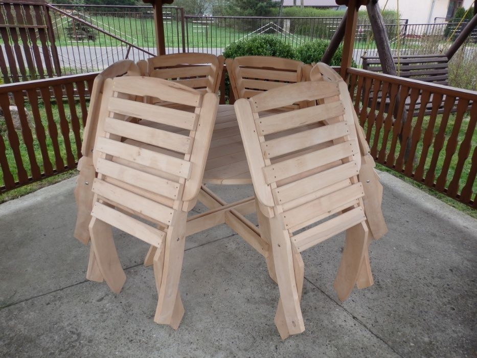 Meble ogrodowe krzesła składne olchowe. Komplet dla 6 osób