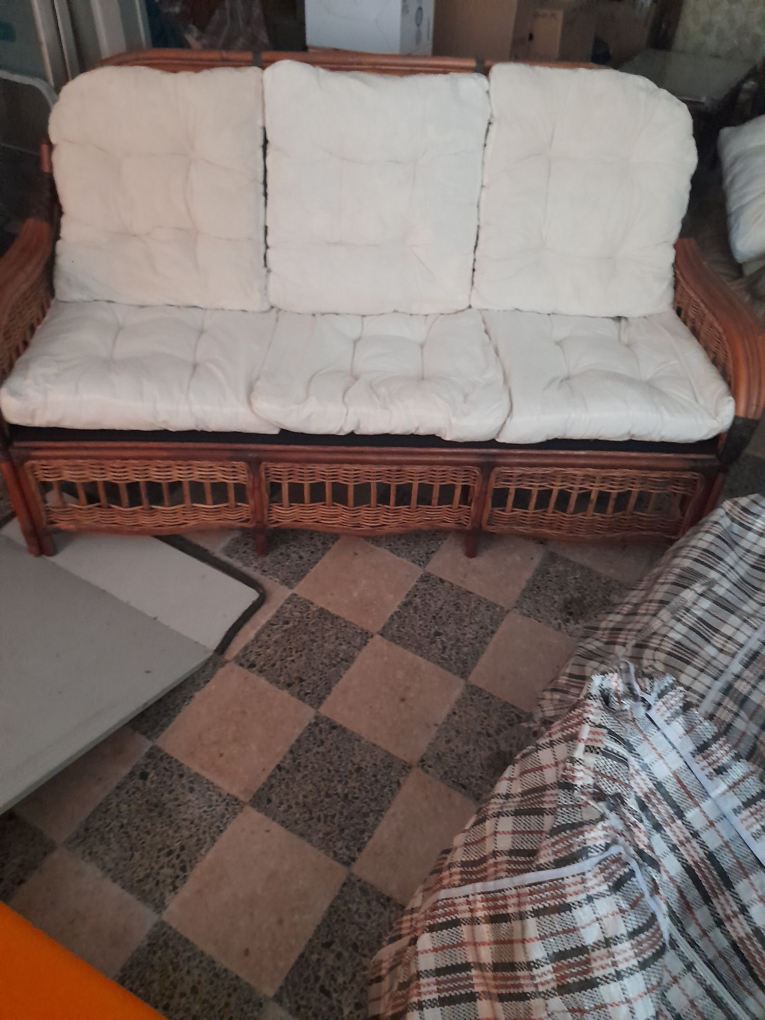 Conjunto de sofás/mesa em bambú
