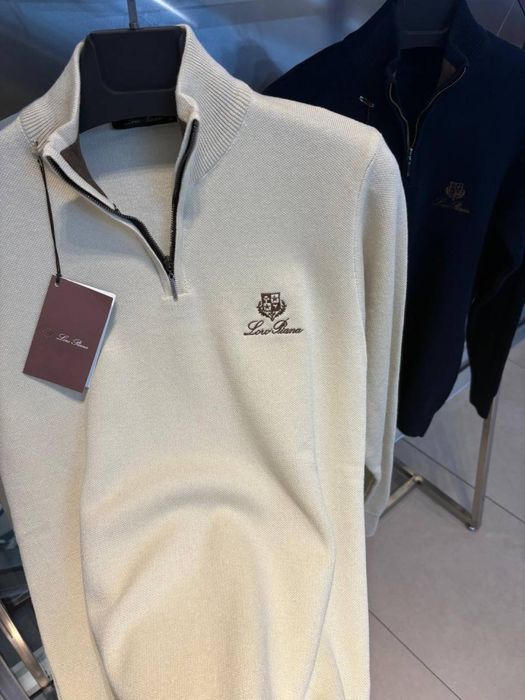 NEW Чоловічий напівгольф Loro Piana S,M,L,XL,2XL беж/синій/молочний