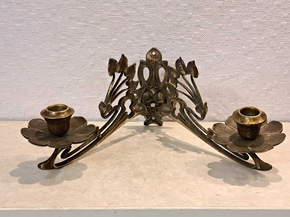 Бронзовые антикварные рояльные подсвечники - бронза.