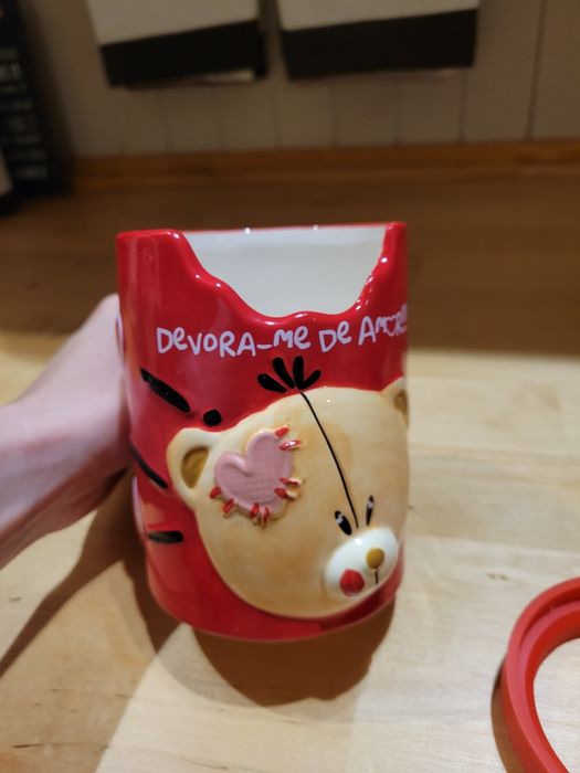 Caneca urso e molde de panquecas coração,  São Valentim