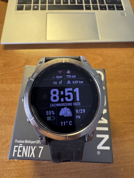 Zegarek sportowy Garmin Fenix 7 47mm srebrny jak nowy