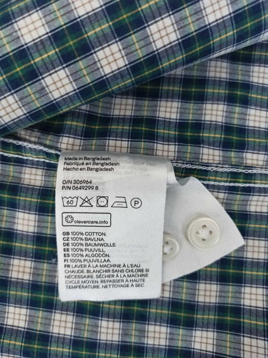Koszula H&M w zieloną kratkę S Regular Fit