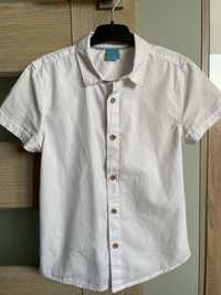 Biała koszula z krótkim rękawem 128 cm