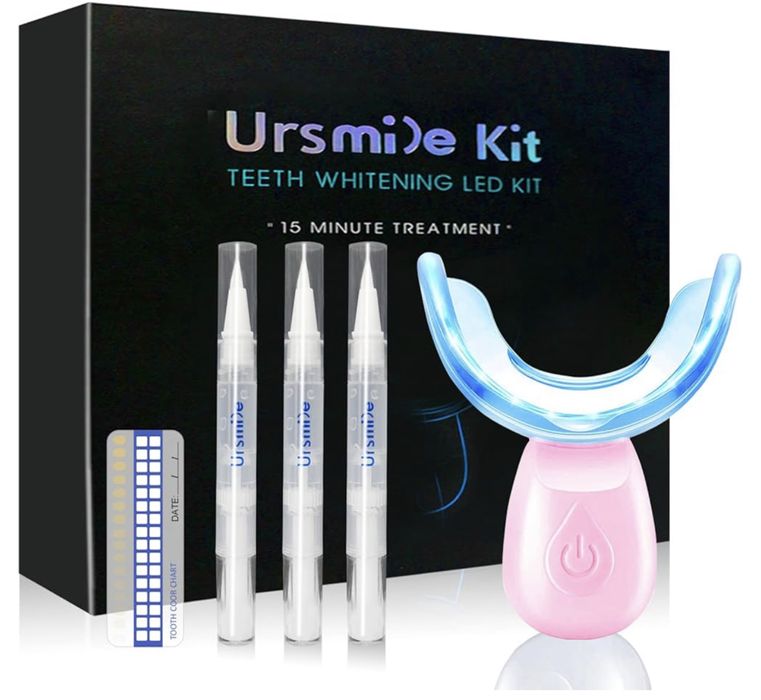 Zestaw do wybielania zębów LED różowa nakładka
