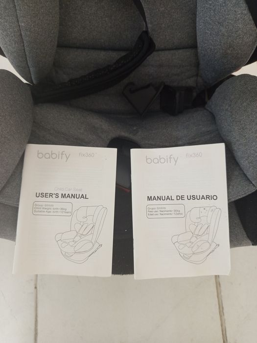 Babify Cadeira Auto On board 360º 0/1/2/3 Preto/Cinza