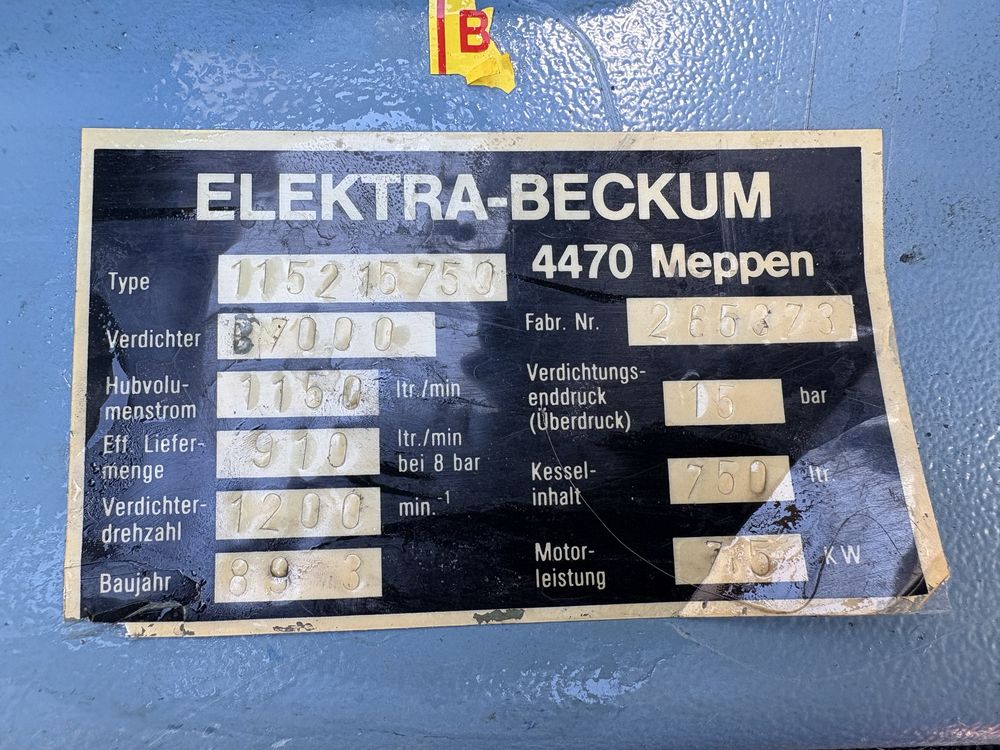 Kompresor tłokowy Spreżarka powietrza 750L Elektra Beckum Kompressor
