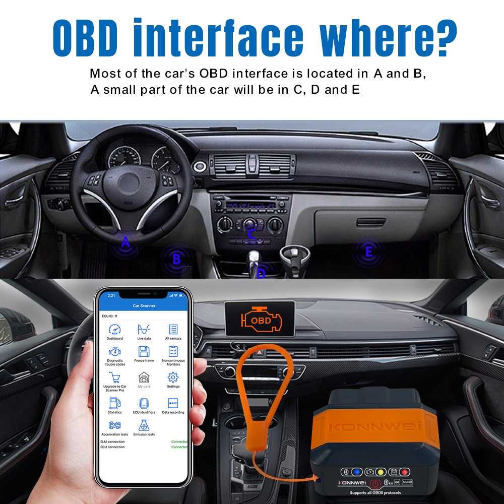 Skaner Interfejs diagnostyczny OBD KONNWEI KW906 iPhone Android