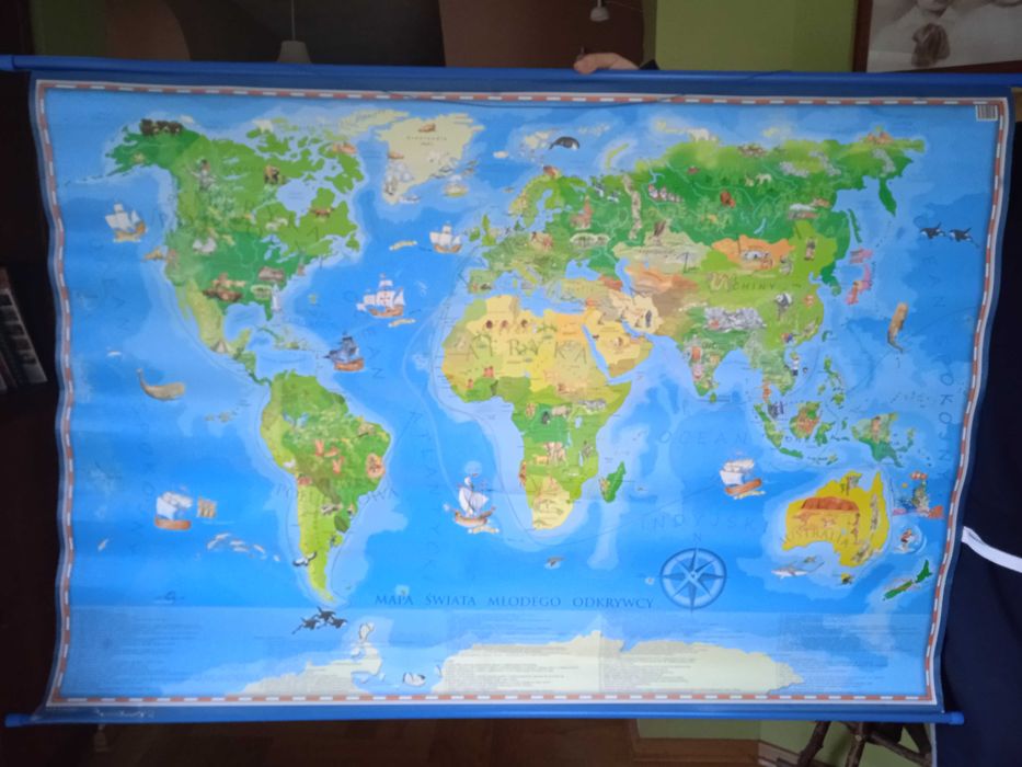 mapa świata dla dzieci do powieszenia