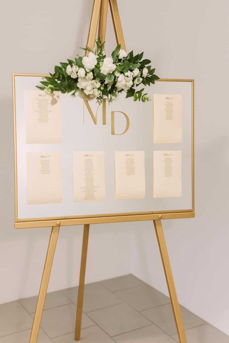 Złota tablica gości stoły tablica powitalna sztaluga lustro