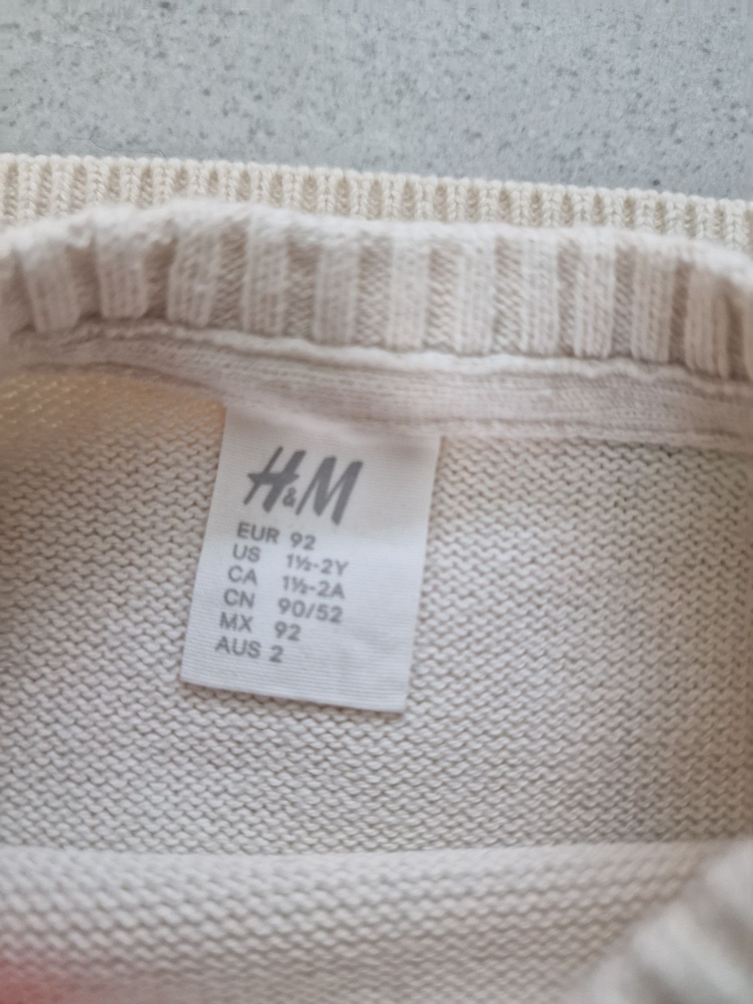 Sweterek H&M 92 jak nowy beżowy z paski Sweter