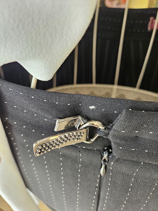 Eleganckie Spodnie damskie Czarne w Biały Prążek Proste Szerokie Nogaw