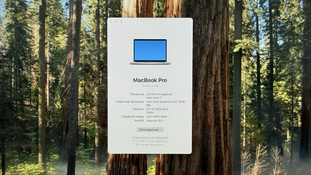 MacBook Pro 15" 2018 (Silver, 32/512 ГБ, A1990) USA
