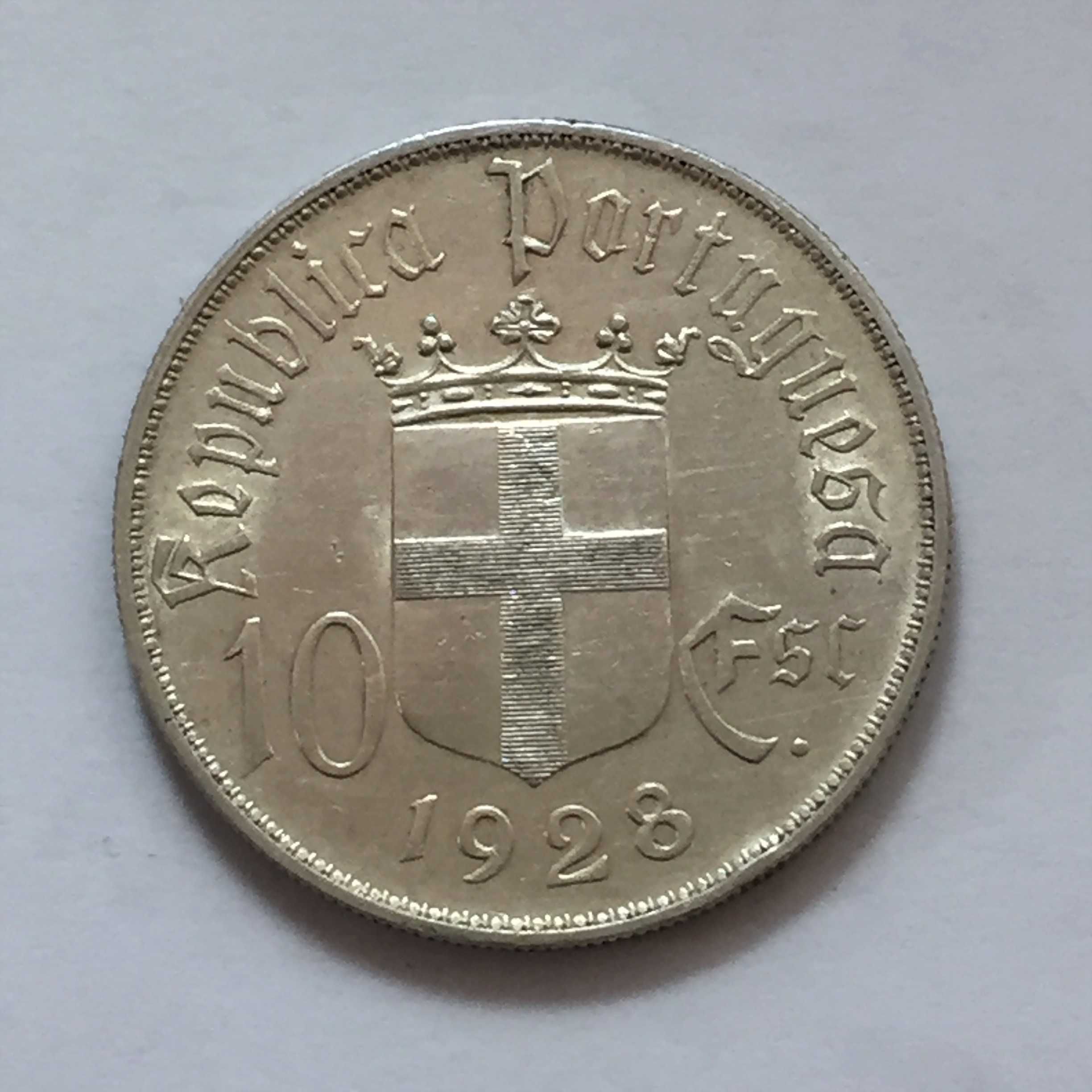 10 Escudos 1928 Renovação Financeira-prata-excelente estadoconservação