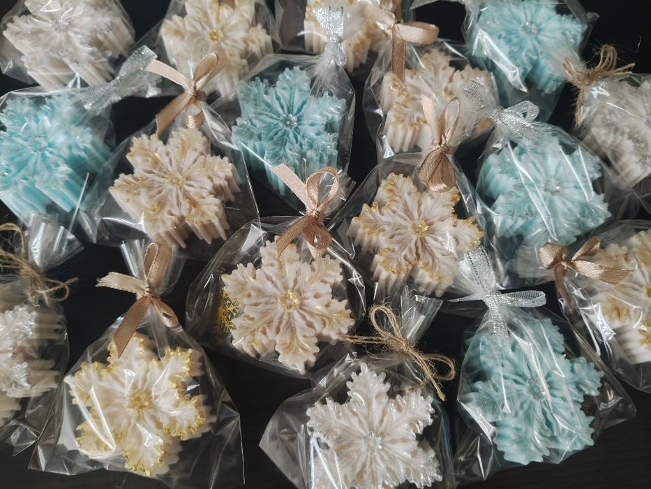 Mydełko śnieżynka. Upominek świąteczny,Mikołajkowy.