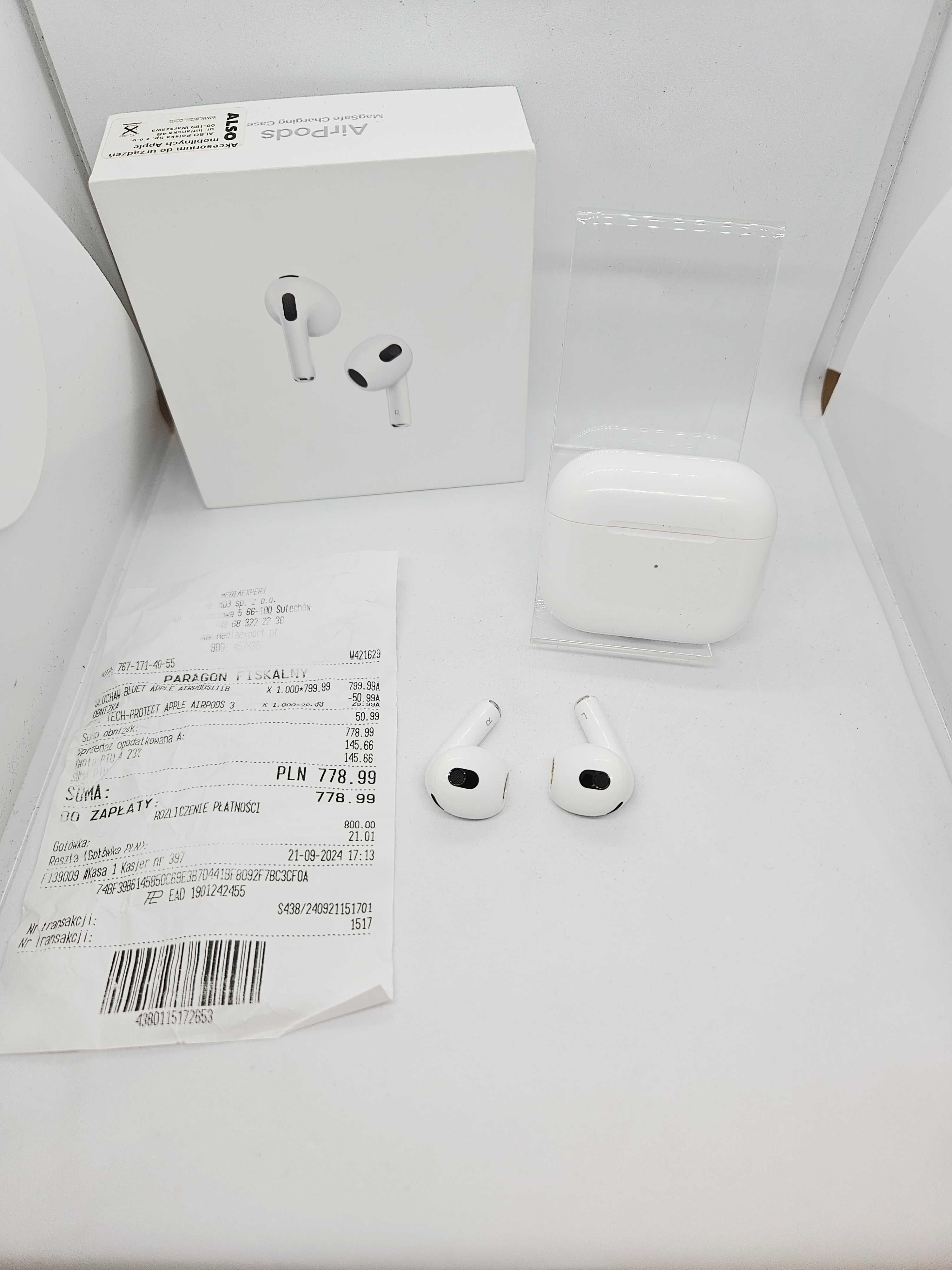 Słuchawki bezprzewodowe douszne Apple AirPods 3. generacji GWARANCJA