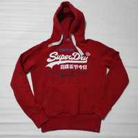 Superdry Bluza Damska Czerwona Z Kapturem Hoodie Rozmiar S.