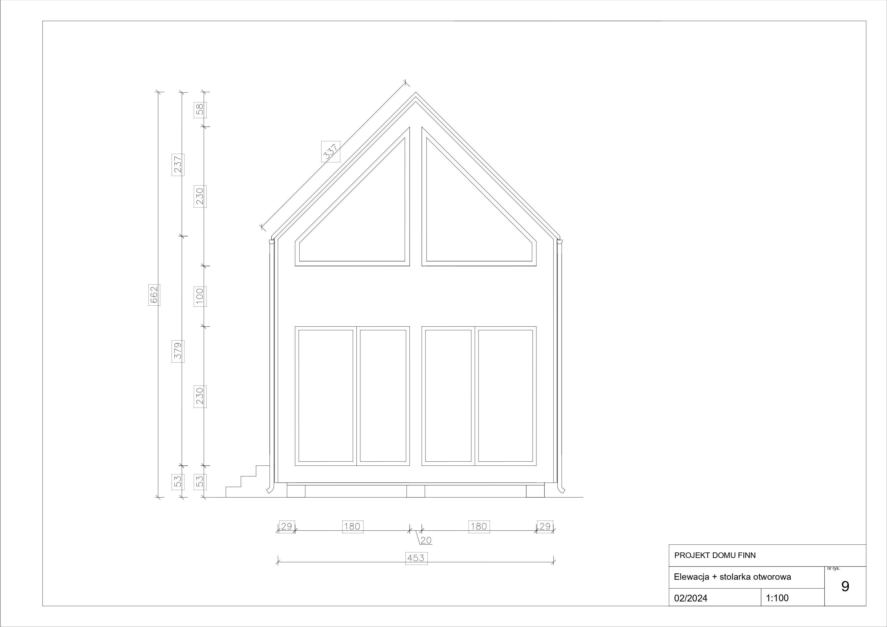 Dom stodoła powierzchnia zabudowy 44,43 m2 + antresola, model FINN