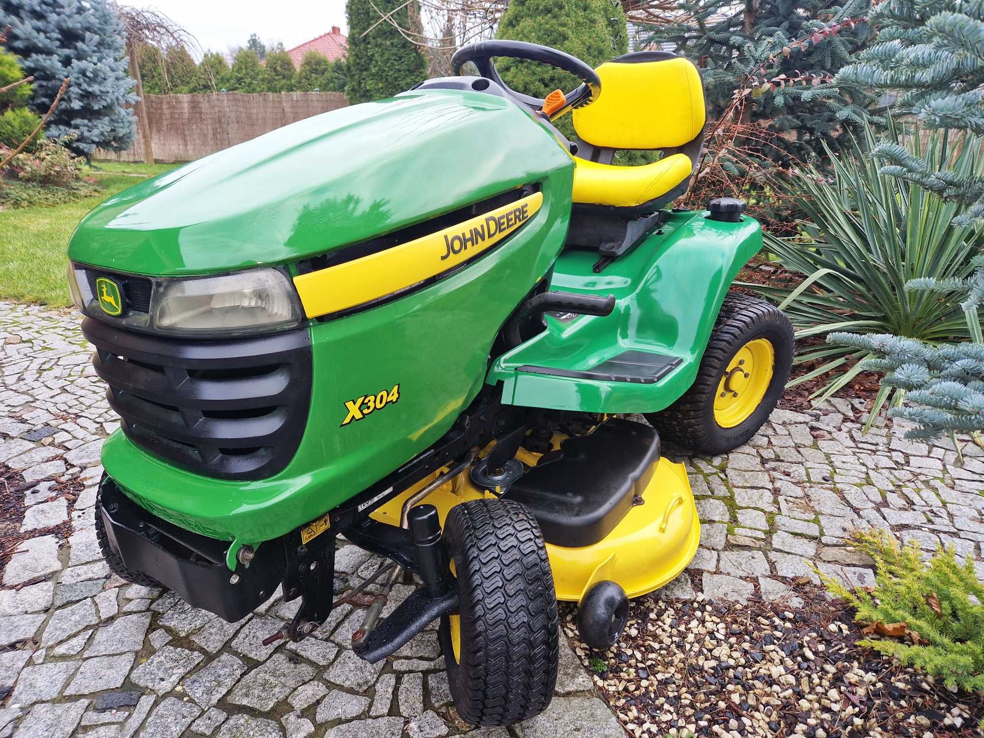 Traktorek kosiarka JOHN DEERE X304 KAWASAKI 17KM - 4 koła skrętne!!