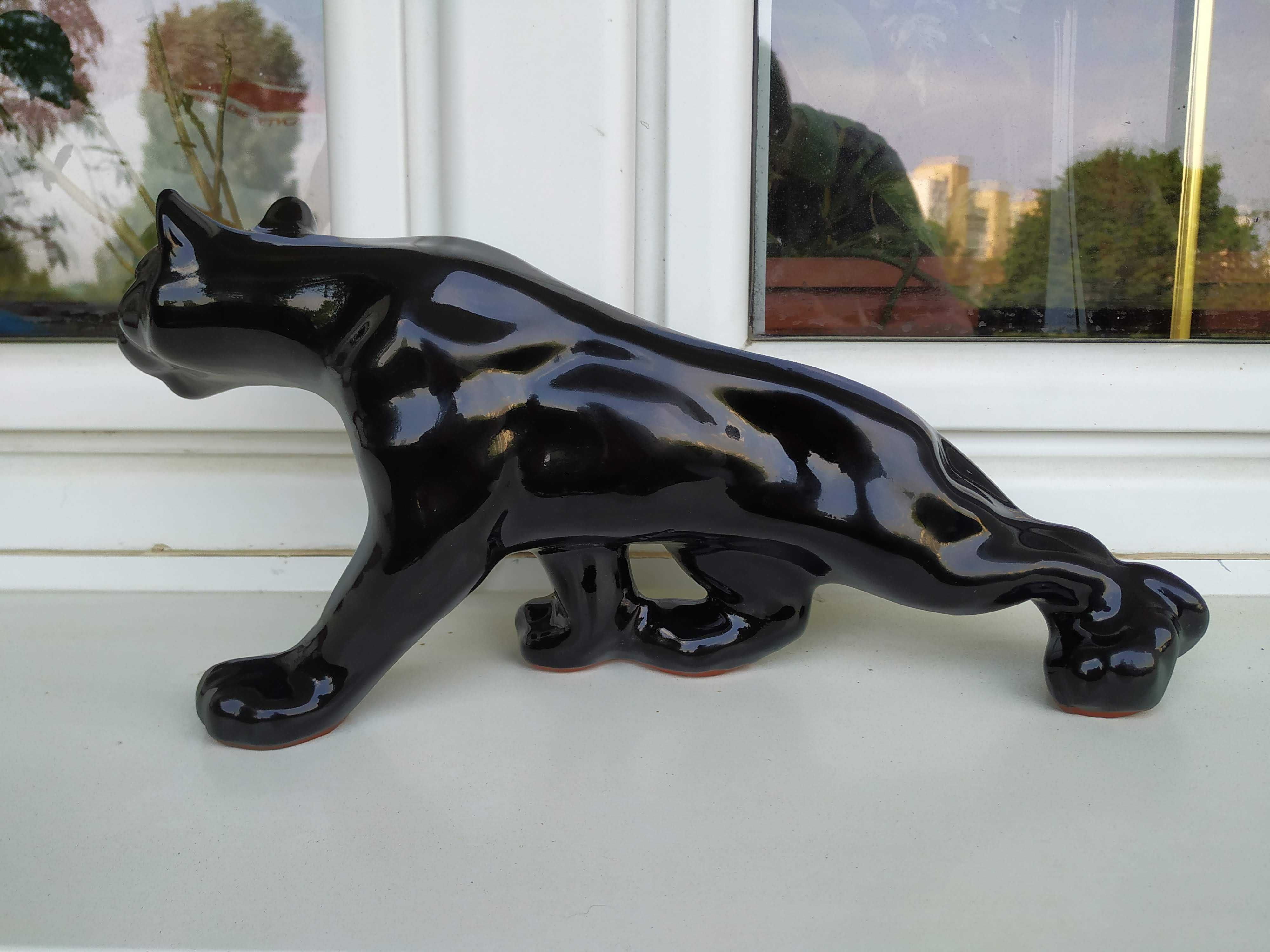 Figurka ceramiczna czarna pantera duża dekoracja CHARYTATYWNIE