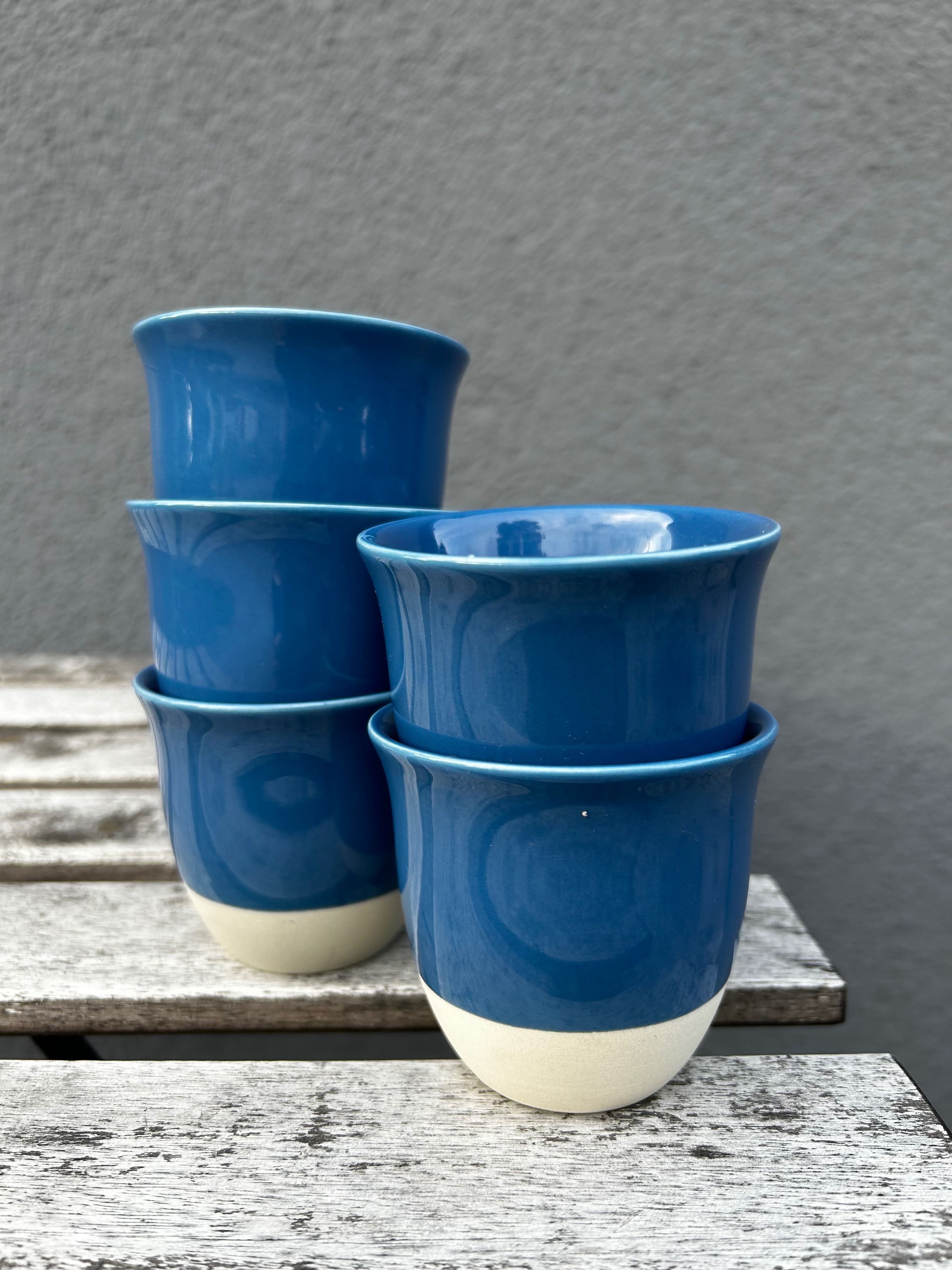Niebieskie ceramiczne kubeczki-4 szt.
