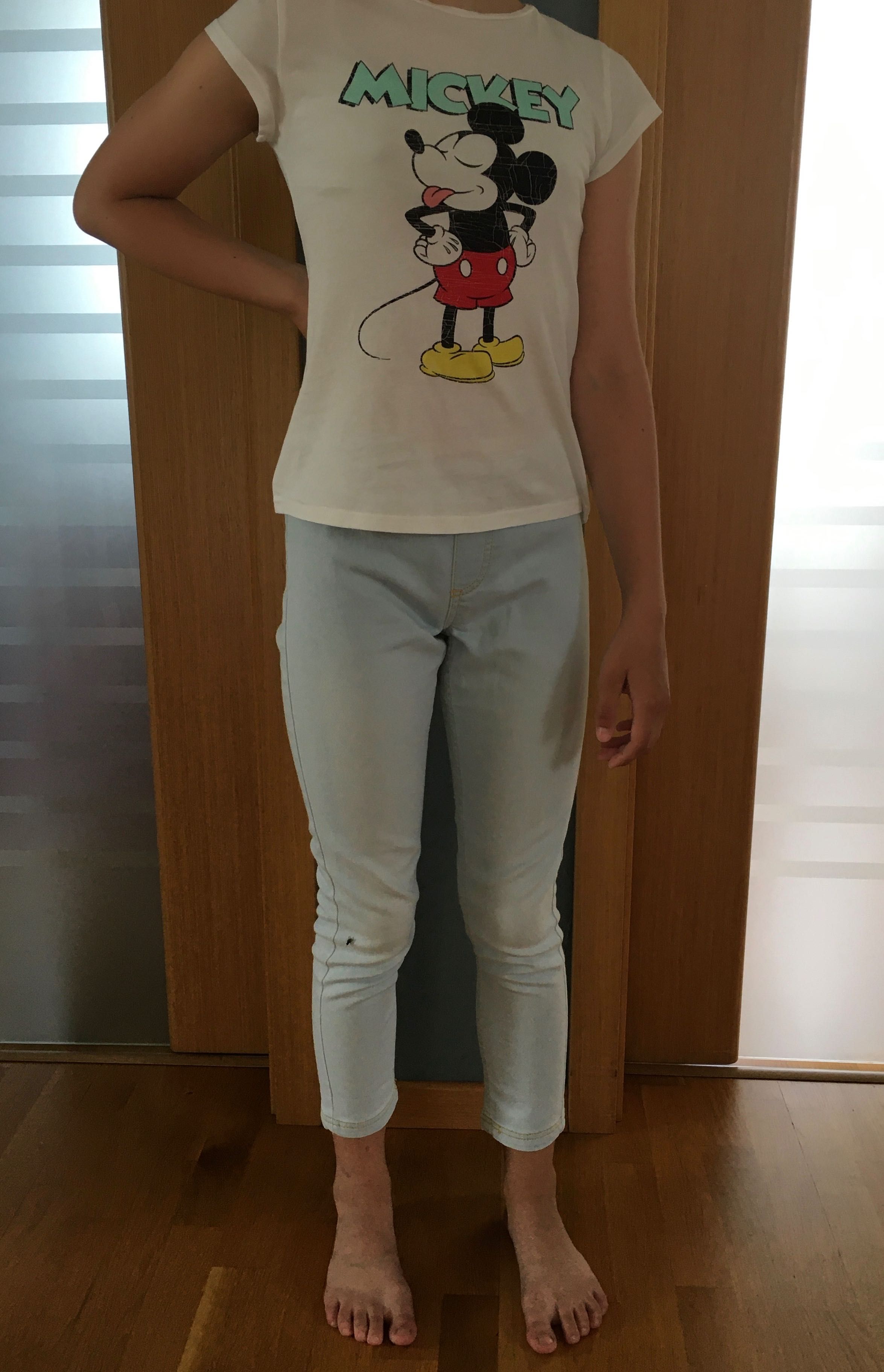 Elegancki Zestaw Koszulki H&M goofy mickey t- shirt, spodnie 7/8 r.146