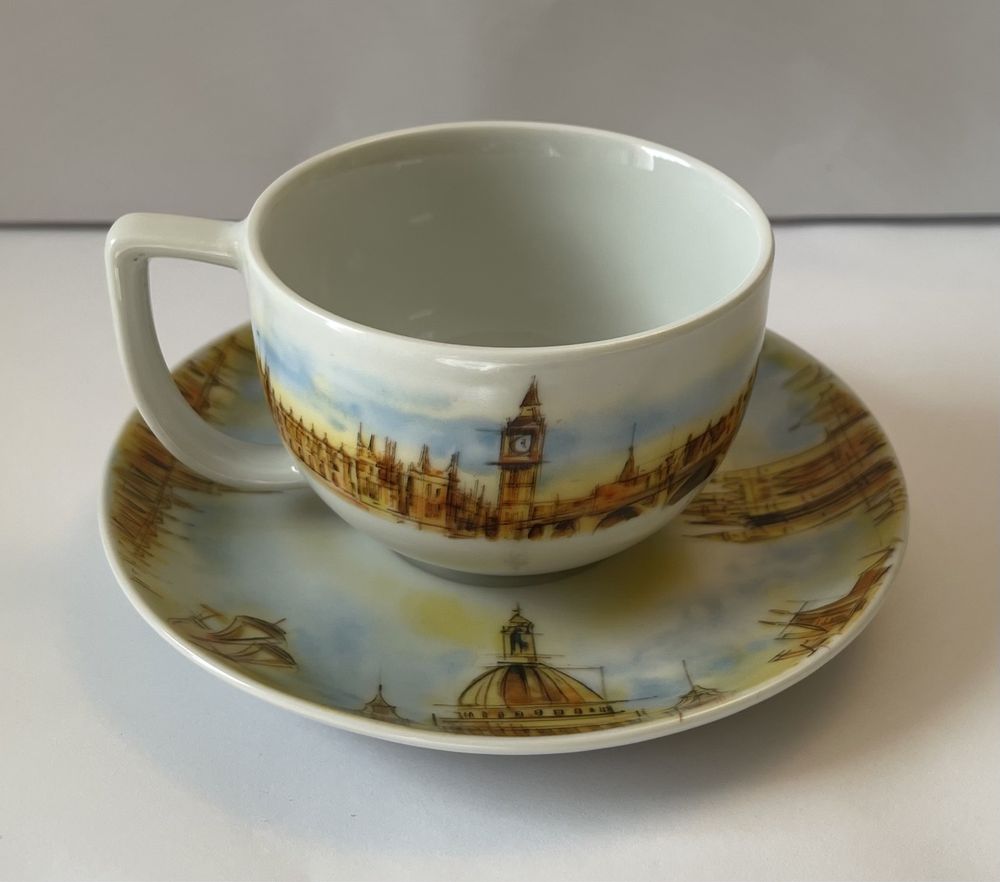 Filiżanka porcelanowa z talerzykiem kolekcjonerska herbata Tetley
