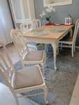 Zestaw 5 szt. drewnianych krzeseł Ludwik, Shabby Chic,Glamour, krzesła
