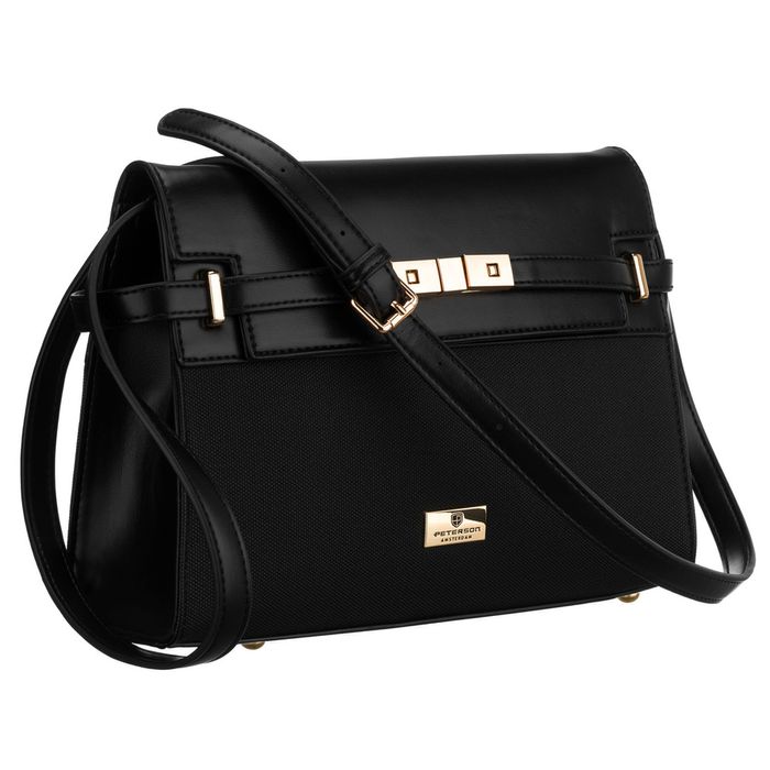 czarna listonoszka damska wyposażona w nóżki ochronne - peterson