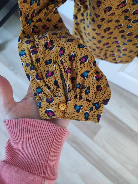 musztardowa bluzka koszulowa koszula m&s kids r.152/158