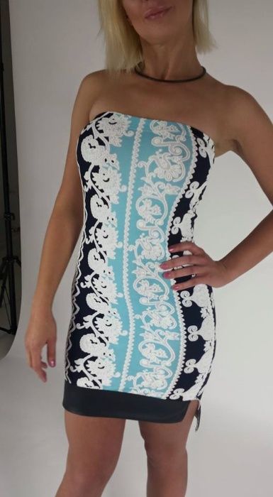 Spódnica lycra skóra wzory etno boho LA MANIA od projektantki ołówkowa
