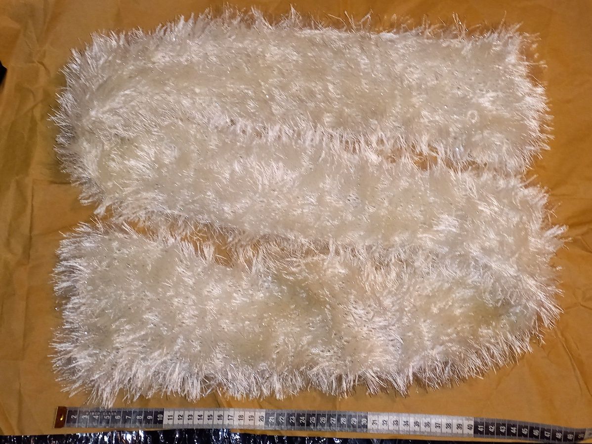 Pluszowy biały błyszczący szal szalik z błyszczącą nicią, 170/18cm