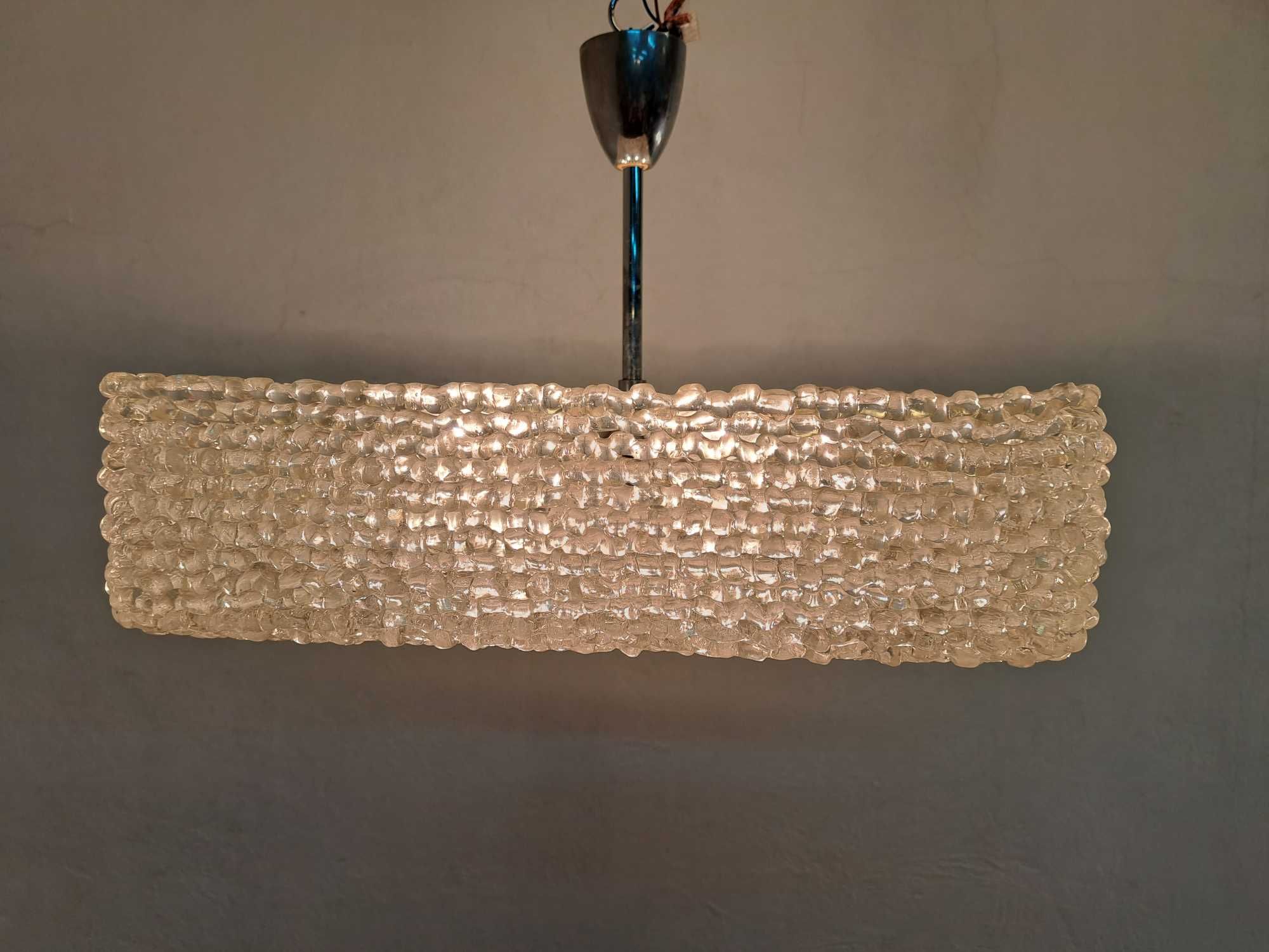 Lampa kwadratowa Austrolux plastik akryl klosz chrom lodowe szkło