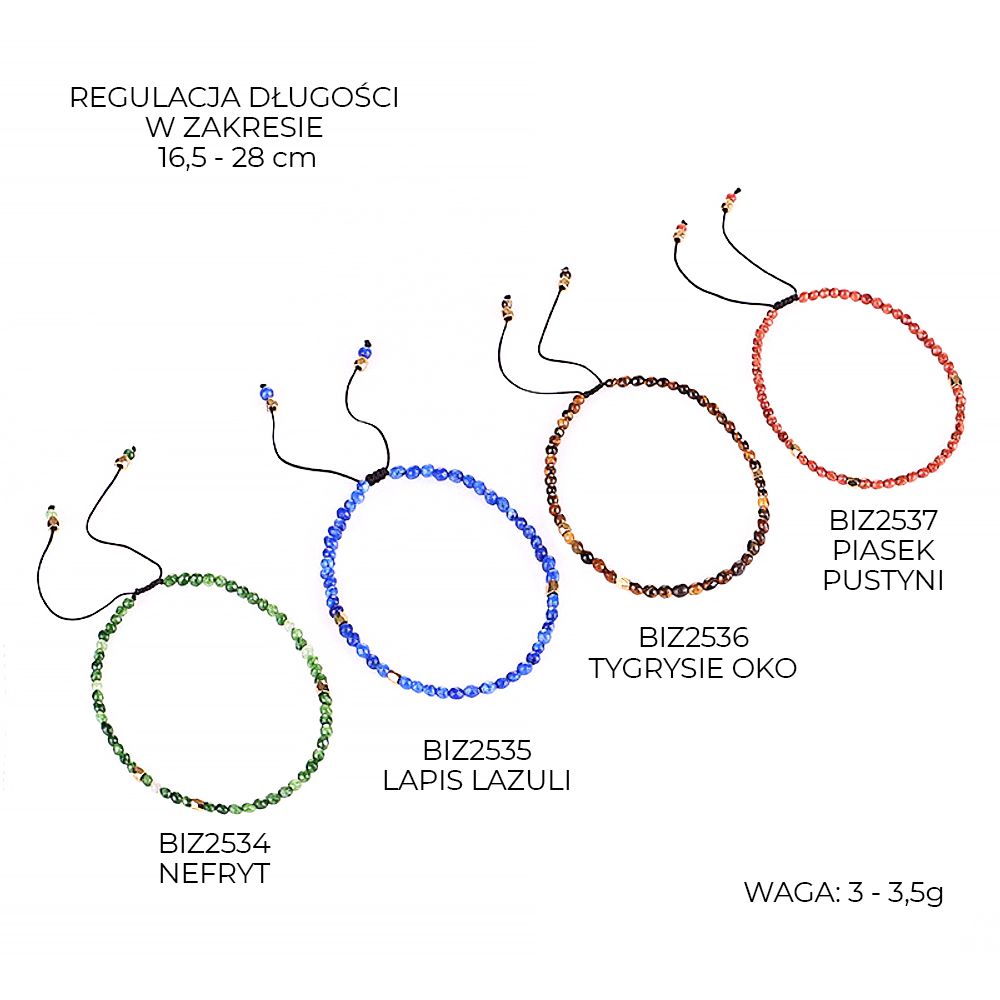 Bransoleta Bransoletka 3mm Fasetki Piasek Pustyni Rękodzieło Handmade