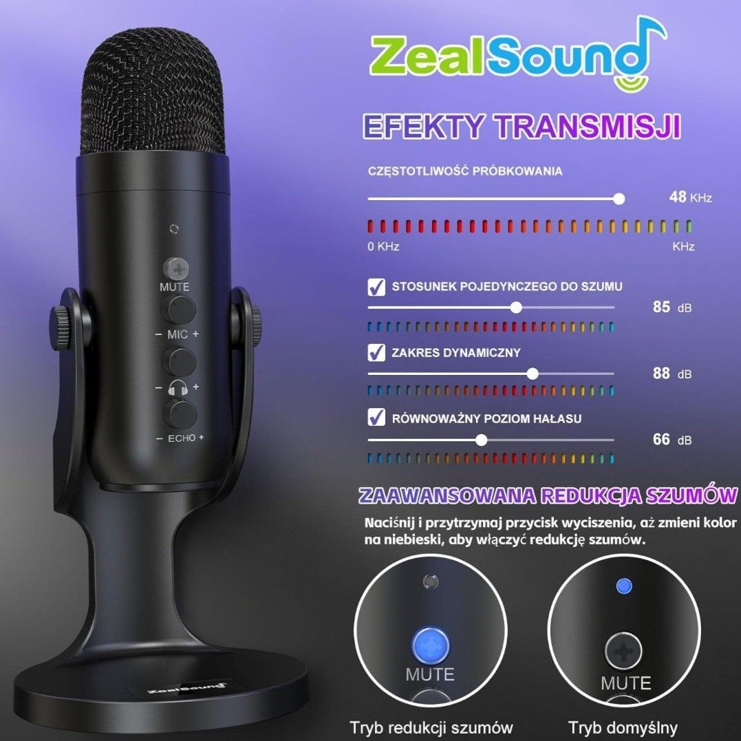 ZealSound K66 profesjonalny Mikrofon pojemnościowy