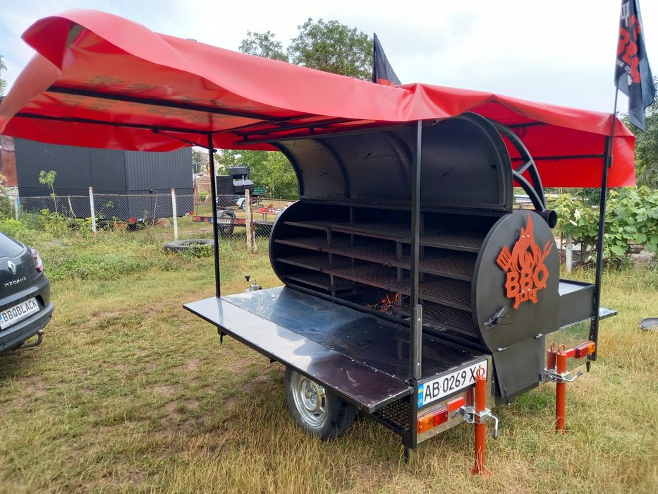 Барбекю бочка на прицепе Мангал на прицепе Барбекю бочка на пречіпі