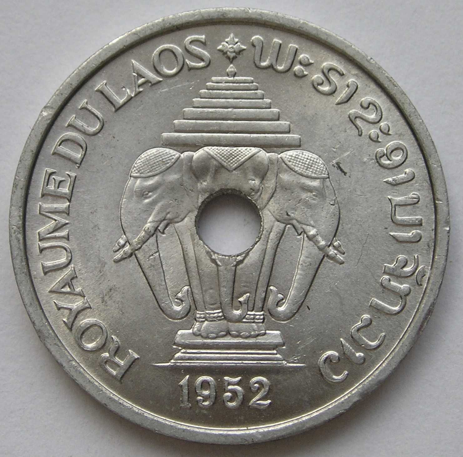 Laos 20 cent 1952 - słonie