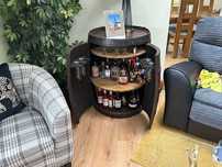 NOWY Dębowy barek na alkohol, z beczki po whisky, oświetlenie LED