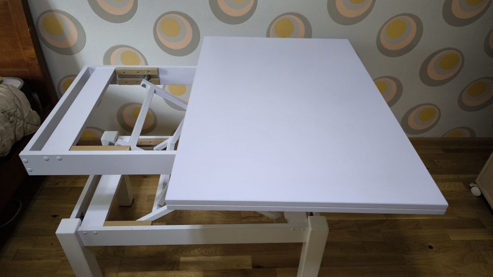 Знижка! Стіл трансформер білий журнальний та обідній