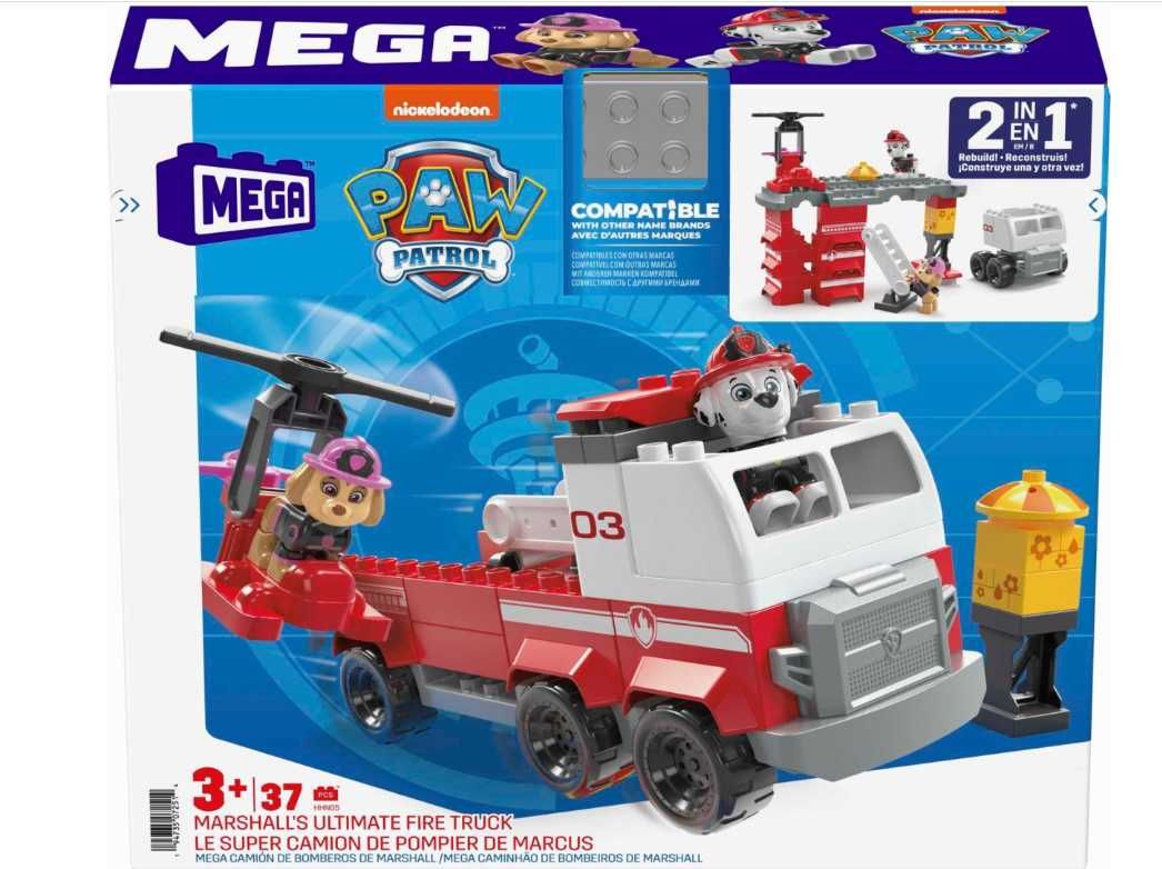 Klocki Psi Patrol Mega Bloks Wóz Strażacki 2w1 nowe prezent święta