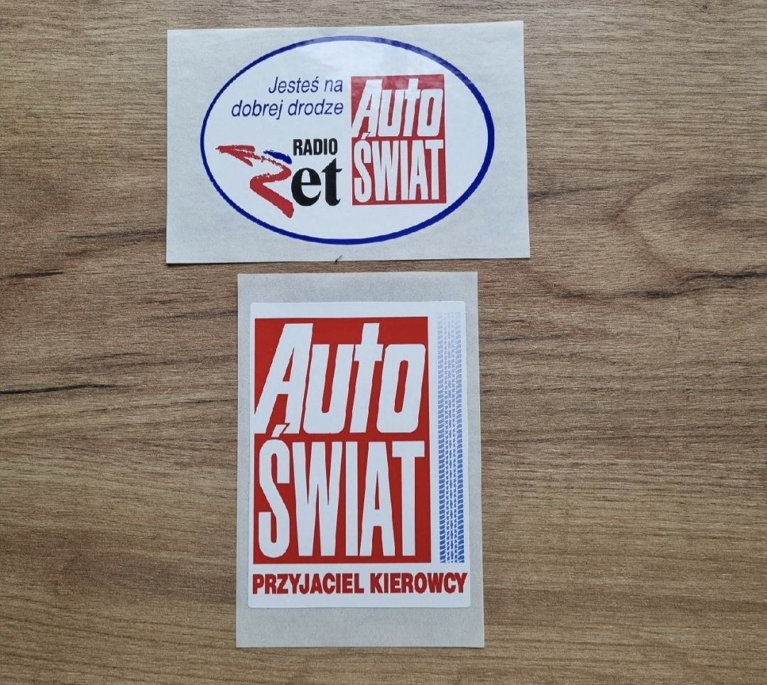 Naklejka stare lata 90 Auto Świat samochodowe Radio Zet retro