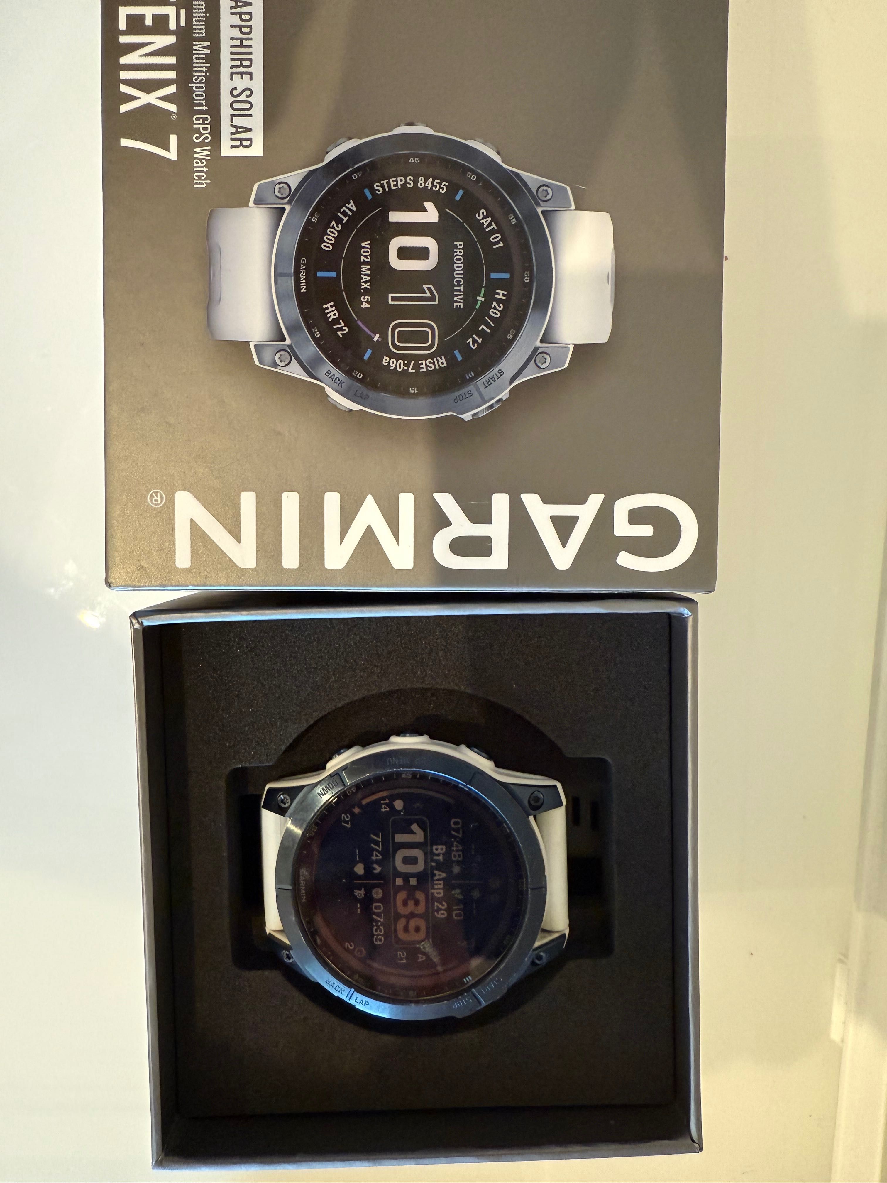 Garmin Fenix 7 Sapphire Solar Mineral Blue DLC Titanium White
