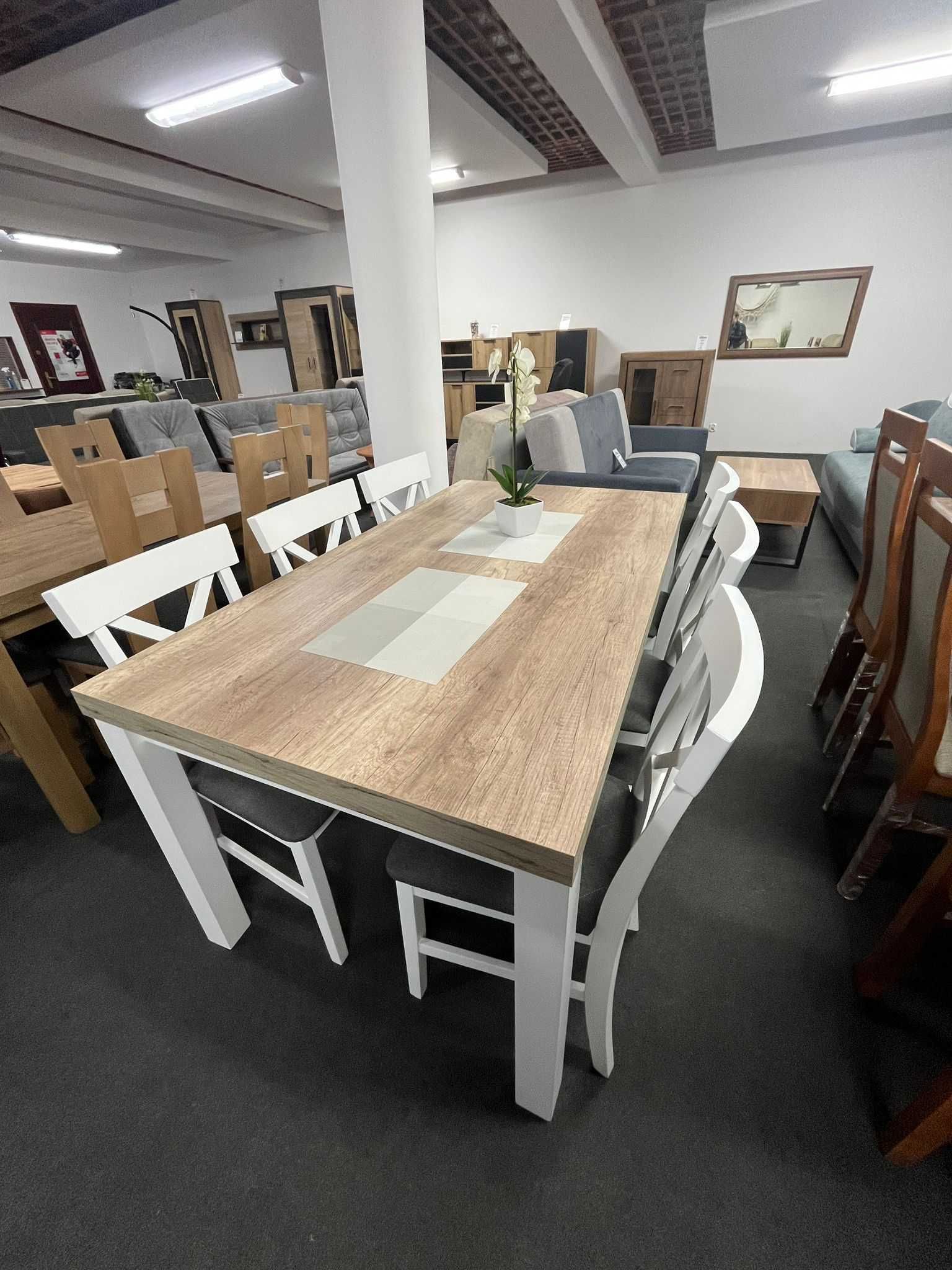 Zestaw stołowy- Rozkładany stół "nr.654" + 6 krzeseł "biały X"