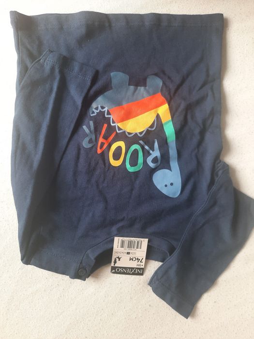 Bluzka/koszulka cienki dlugi rękaw 74 dinozaur