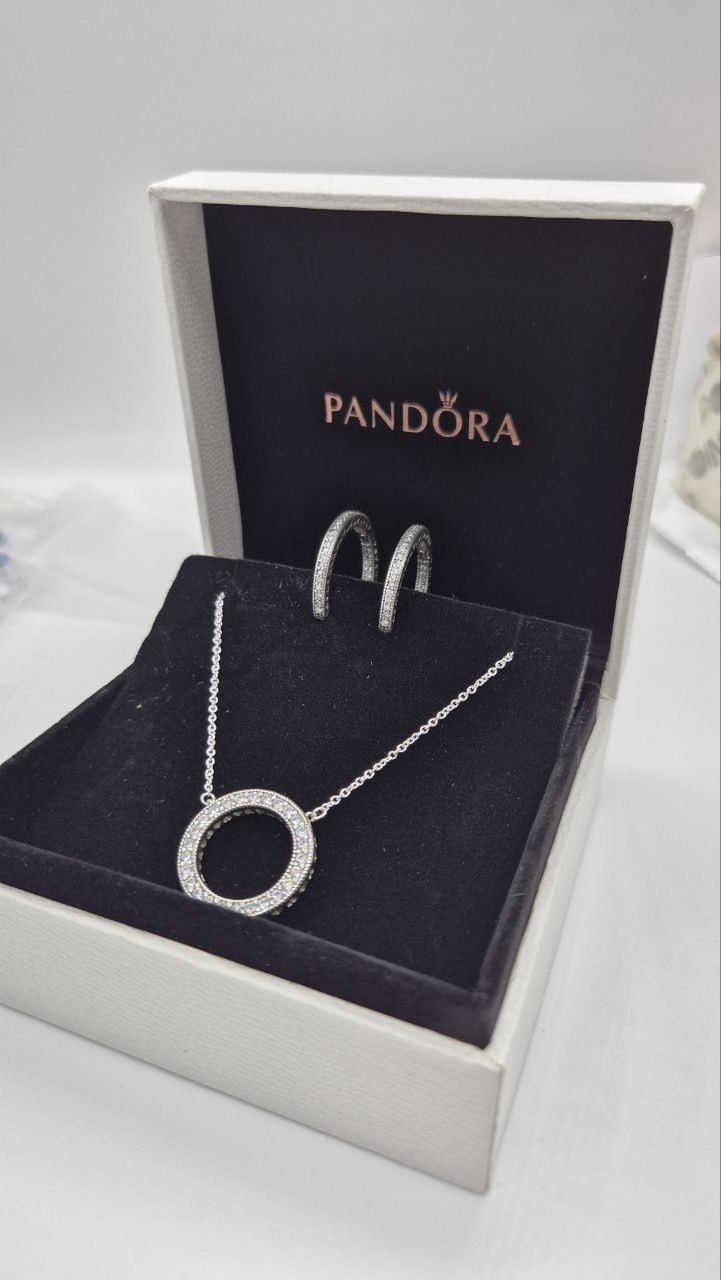 Набір прикрас Пандора, комплект прикрас Pandora, сережки, кольє