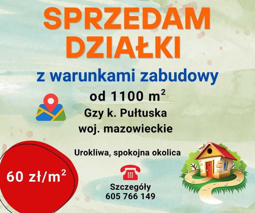 Działka / działki z warunkami zabudowy. Cicha i spokojna okolica.