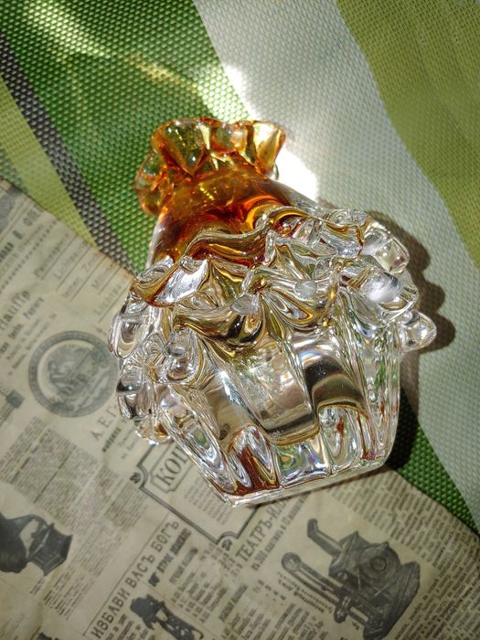 Ваза Гутное стекло Чехословакия Bohemia высота 12,5 см