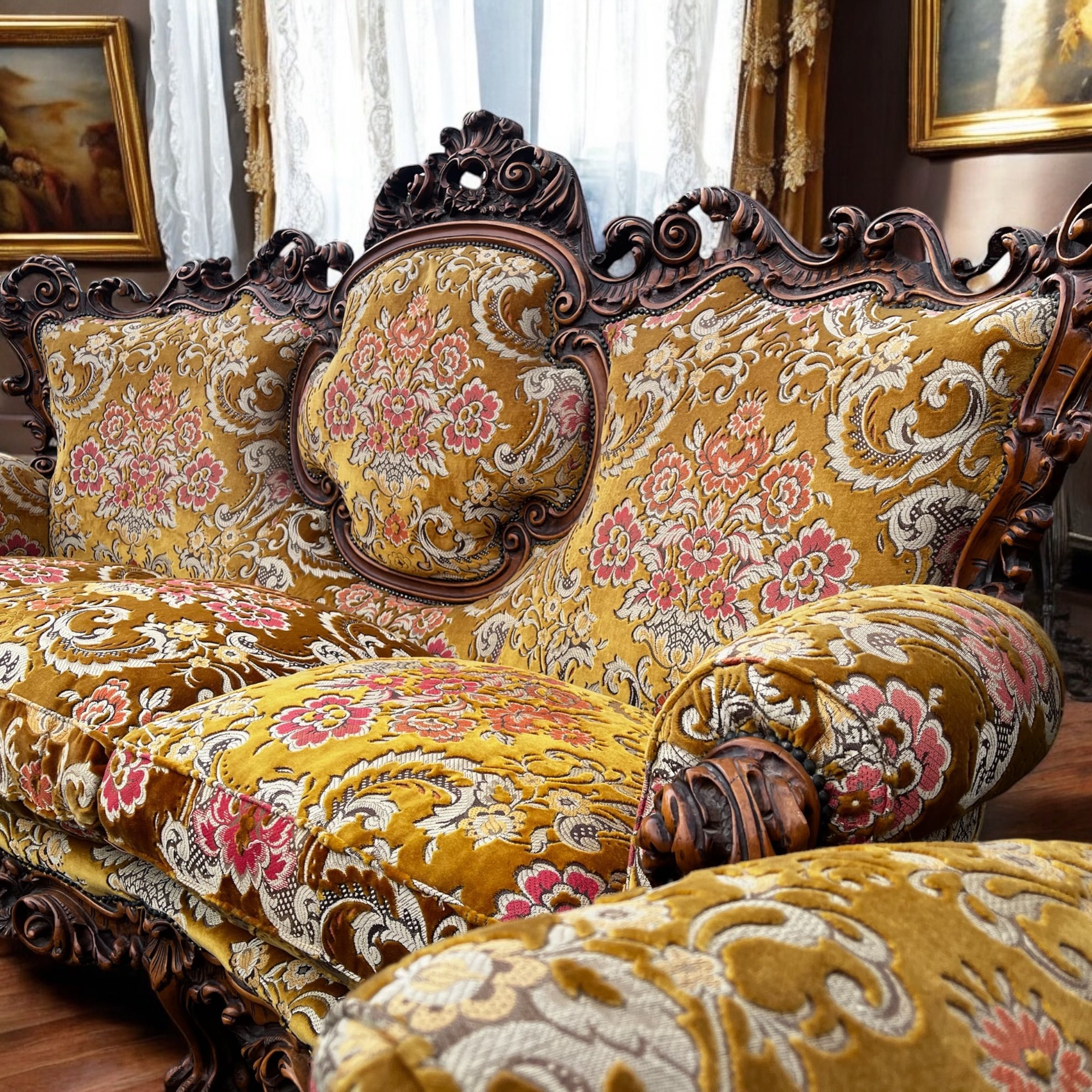 Królewski Włoski Zestaw Sofa + 2 fotele idealny