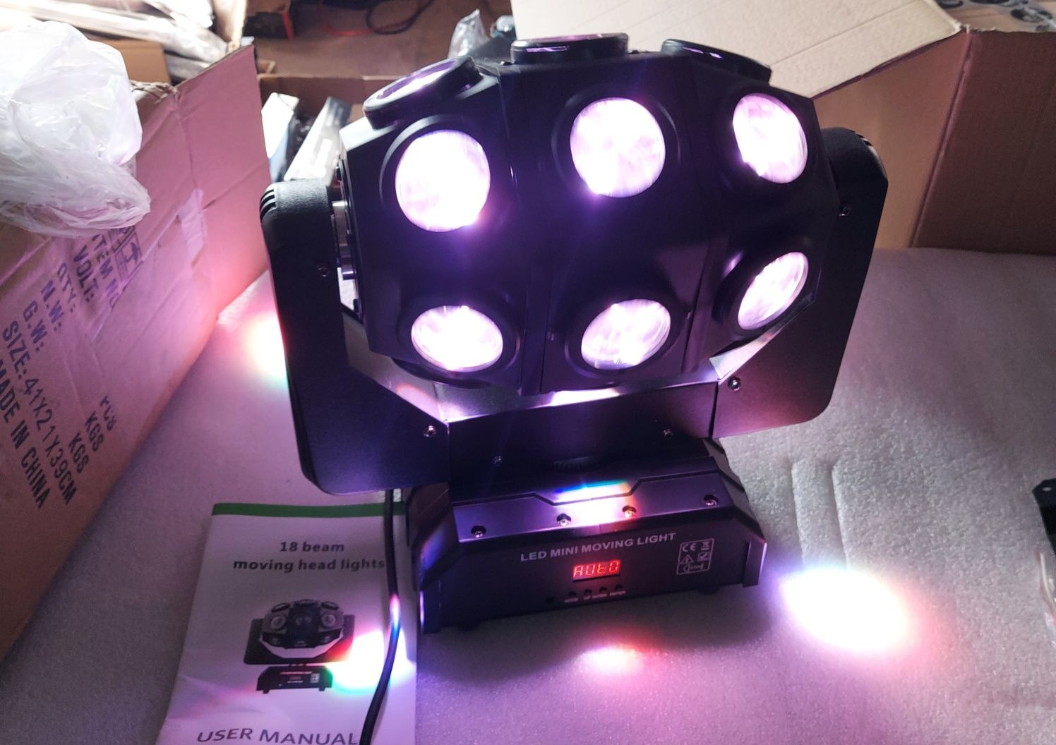 śWiatłO Imprezowe, LED Bee Eye Reflektor Z Ruchomą Głowicą 18X12W RGBW