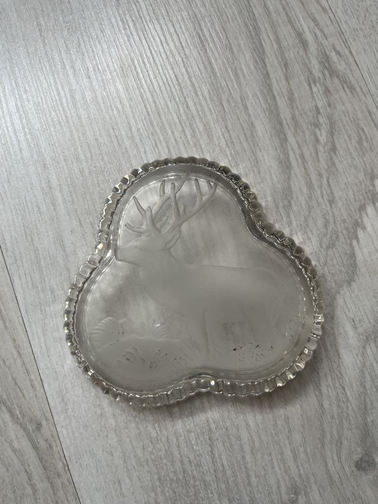 Popielniczka szklana z jeleniem vintage prl